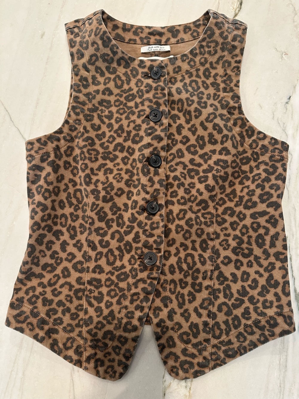 Scotch & Soda Leopard Denim Print Vest - Brown/Black